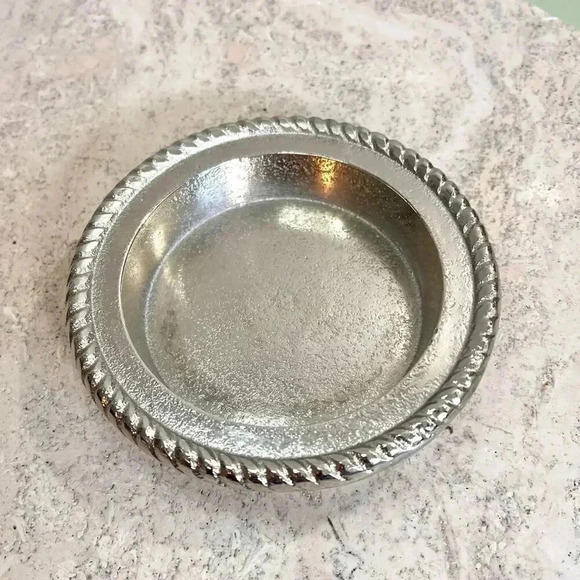 Vintage Silver Plated Stainless Steel Art Deco Round coater candy dish candle ho - Picture 1 of 8
